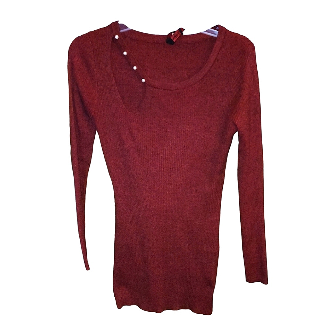 Womens Pearl Accented Sweater